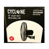 CYCLONE 18″ Heavy Duty Oscillating Metal Wall Fan 3 Speed