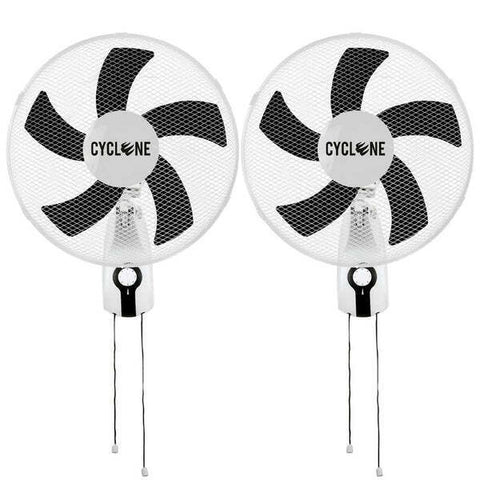 2 x CYCLONE 16" WALL FANS - 3 Speed Oscillating Fan Grow Room, Home, Office 40w