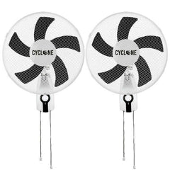 2 x CYCLONE 16" WALL FANS - 3 Speed Oscillating Fan Grow Room, Home, Office 40w